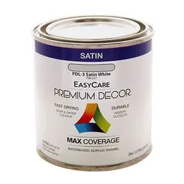 Premium Decor White Satin Enamel Paint – Half-Pint Can 1
