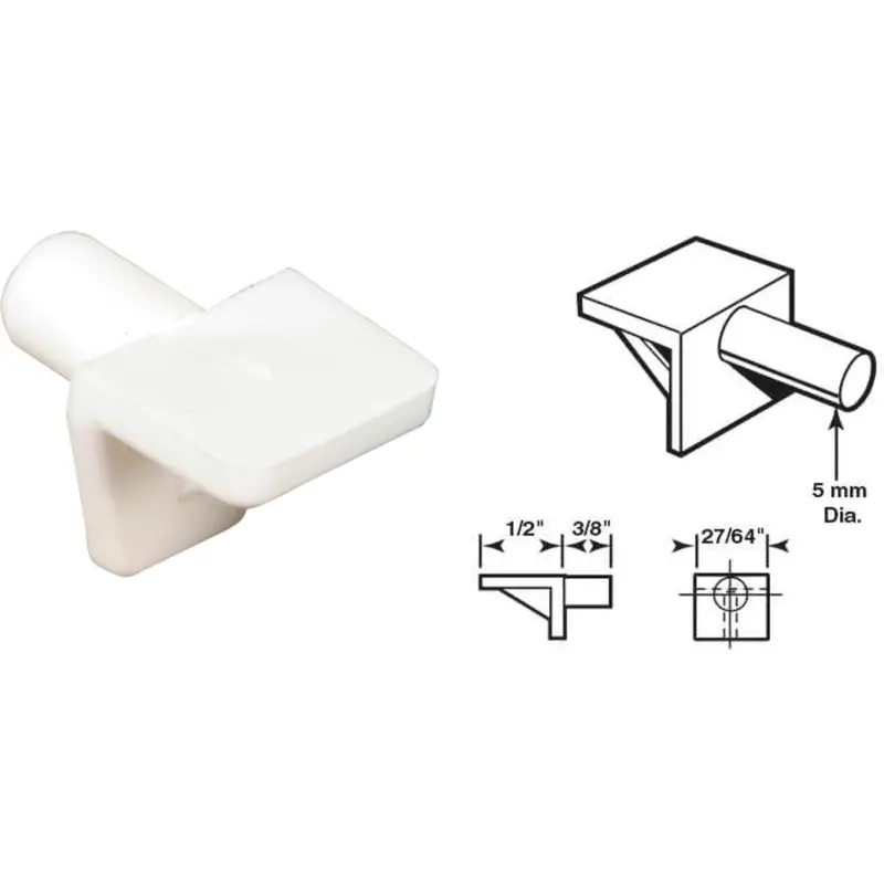 Prime-Line 5Mm White Plastic Mini Shelf Supports – 8-Pack 1