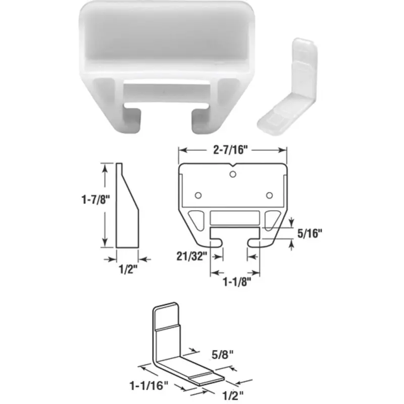 Prime-Line Nylon Sliding Door Track Guide – 1-3/32" X 1-1/8", Pack Of 2 1
