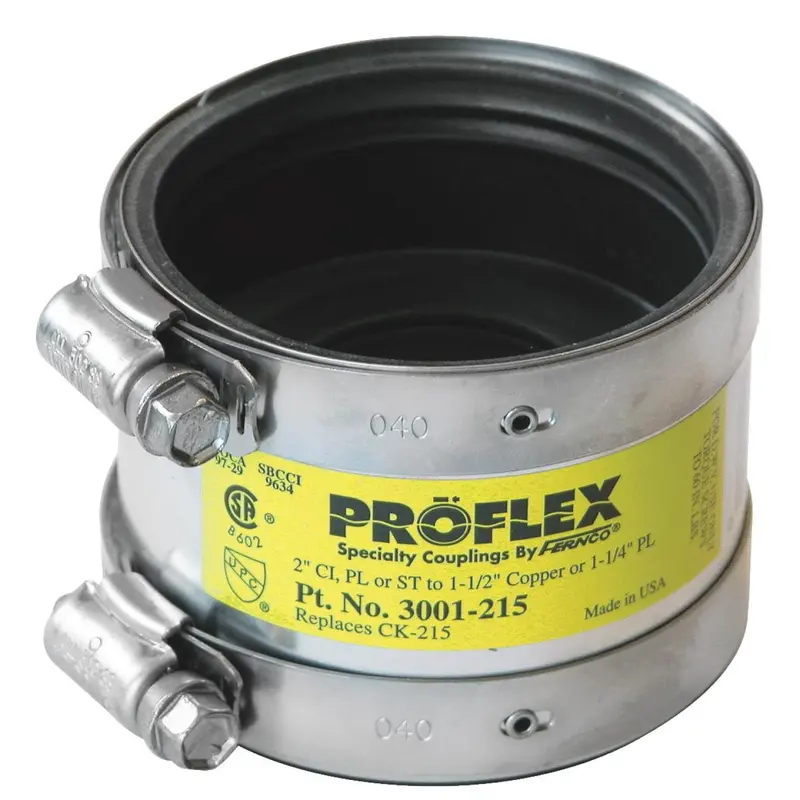 Proflex 2-Inch Pvc Shielded Coupling – Transitions Between Cast Iron, Plastic, Steel, And Copper Pipes 1