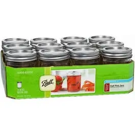 Regular-Mouth Mason Jars – 1/2-Pint Size, 12-Count Pack 1