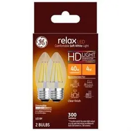 Relax Hd Decorative Led Bulbs – Soft White, Clear Glass, 300 Lm, 4W, 2-Pack 1