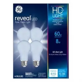 Reveal Hd Led Bulbs – Clean White Frosted, 8W / 610 Lm, 4-Pack 1