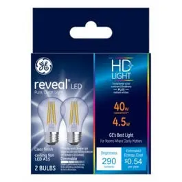 Reveal Hd+ Led Ceiling Fan Light Bulbs – Clear, 290 Lumens, 4.5W, 2-Pack 1