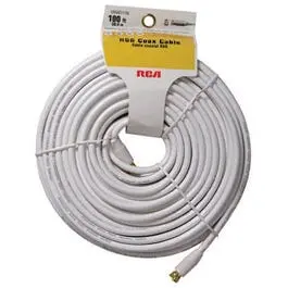 Rg6 Coaxial Cable – 100-Foot White Roll With Pre-Attached F-Type Connectors 1