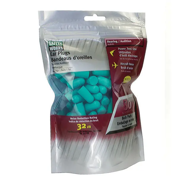 Safety Works Foam Ear Plugs – 80-Pair Bulk Pack For Noise Reduction 1