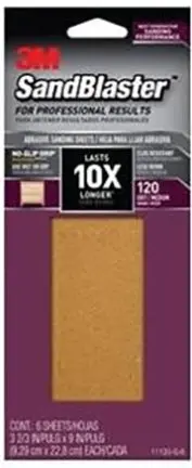 Sandblaster Grit Sheets – 6-Pack (3 2/3" × 9", 120 Grit) 1
