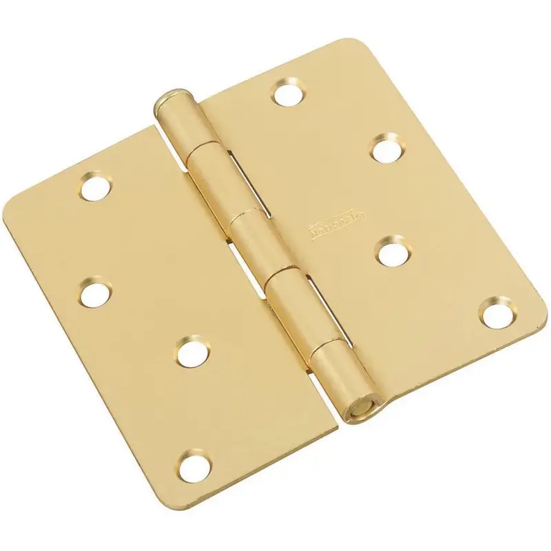 Satin Brass Door Hinge – 4-Inch X 1/4-Inch Radius Radius Style 1