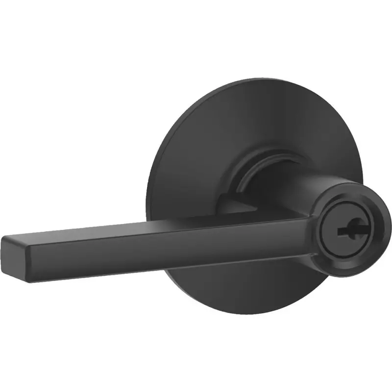 Schlage Latitude Matte Black Keyed Entry Lever Set For Exterior Doors 1