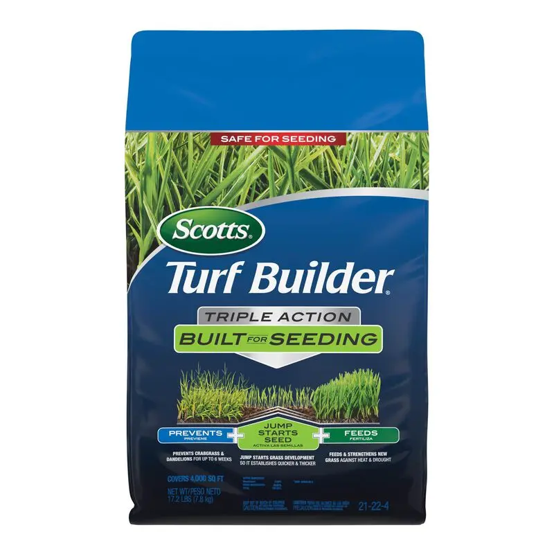 Scotts Turf Builder Triple Action – Fertilizer, Weed Control & Crabgrass Preventer With Grass Seed 1