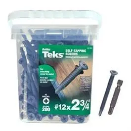 Self-Tapping Winged Screws – Phillips Flat Head (#12 X 2.75", Steel, 200-Pack) 1