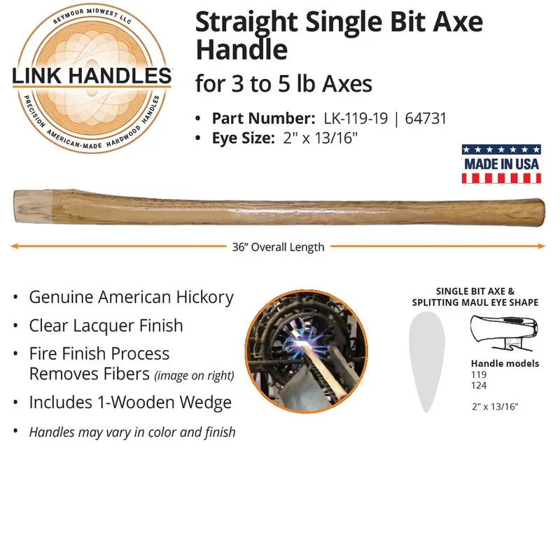 Seymour Midwest 36-Inch Straight Axe Handle – Fits 3–5 Lb Heads 1