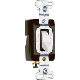 Single-Pole Grounding Toggle Switch – White, 120/277V, 20A 1