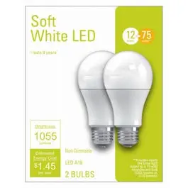 Soft White Led A21 Light Bulbs – 1055 Lumens, 12W (2-Pack) 1