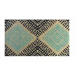 Teal And Navy Coir Doormat – 18 X 30 Inches, Natural Fiber Wipe Mat 1