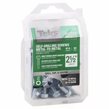 Teks #14 × 2-1/2-Inch External Hex Flange Self-Drilling Screws 1