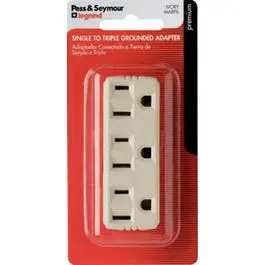 Triple-Gang Grounding Outlet Tap – 2-Pole, 15-Amp, 125-Volt, Ivory Finish 1