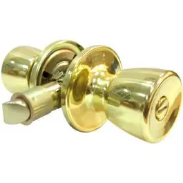 Tulip-Style Polished Brass Privacy Lockset For Mobile Homes 1