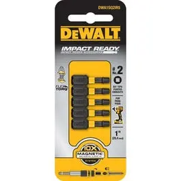 Two-Inch #2 Square Impact-Ready Power Bit Set (5-Pack) 1
