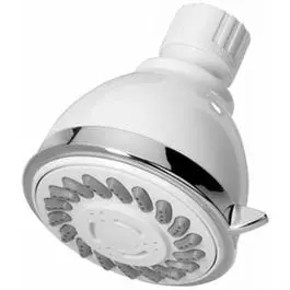 Wall-Mounted Fixed Showerhead — 3 Spray Patterns, Matte White Finish 1