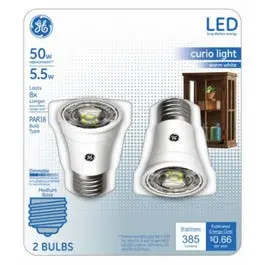 Warm White Led Spot Light Bulbs – Clear Glass, 385 Lumens, 5.5W (2-Pack) 1