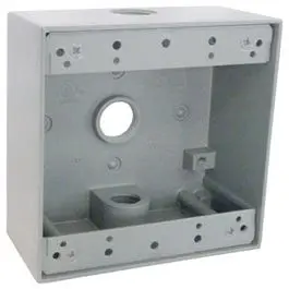Weatherproof Gray 2-Gang Rectangular Electrical Outlet Box 1