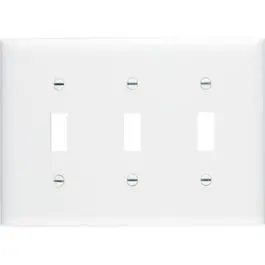 White 3-Gang Nylon Wall Plate With Toggle Switch Openings 1