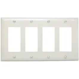 White 4-Gang Decorator-Style Nylon Wall Plate For Electrical Outlets 1