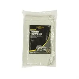 White Cotton Terry Car Detailing Towels – 14 X 17 Inches, 12-Pack 1