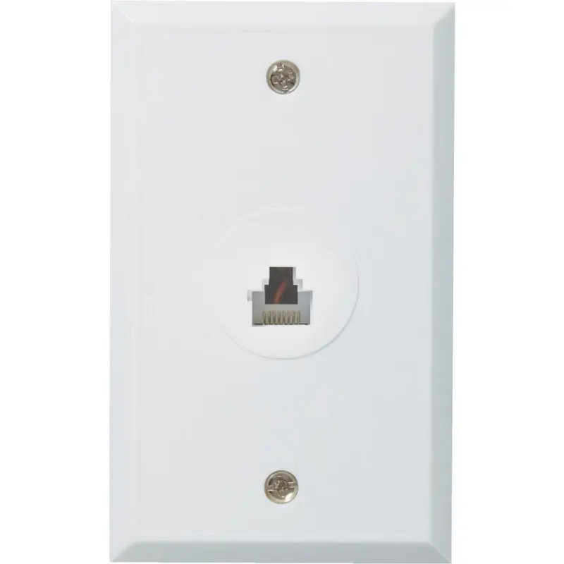 White Flush-Mount Ethernet Wall Jack – Rca Brand, Rj45 Plastic Housing 1