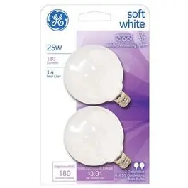 White Globe Light Bulbs – 25-Watt, 2-Pack Vintage-Style Incandescent 1