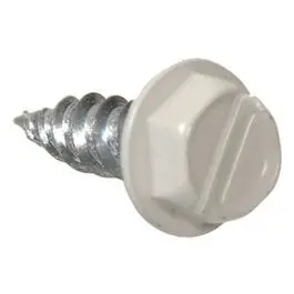White Hex-Head Self-Piercing Sheet Metal Screws – Slotted Gutter Style, #7 X 1/2 In, 1 Lb Pack 1