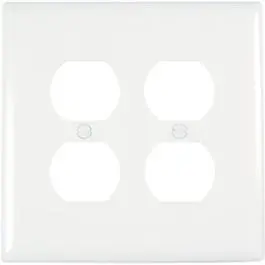White Nylon Double Duplex Wall Plate 1