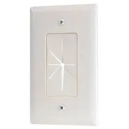 White Pass-Through Wall Plate – Single-Gang Low-Voltage Mounting 1