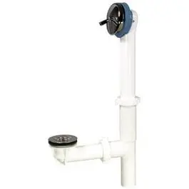 White Plastic Trip-Lever Bath Drain Assembly With Overflow 1