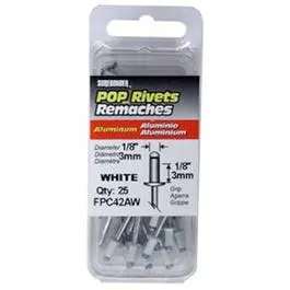 White Short Aluminum Rivets – 1/8" Diameter, 25-Piece Pack 1