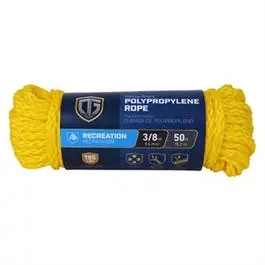 Yellow Hollow-Core Polypropylene Rope – 3/8-Inch Diameter, 50-Foot Length 1