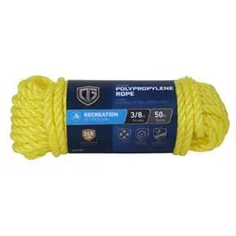 Yellow Twisted Braided Polypropylene Rope – 3/8-Inch Diameter × 50 Feet 1