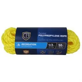 Yellow Twisted Polypropylene Rope – 1/2-Inch Diameter, 50-Foot Length 1