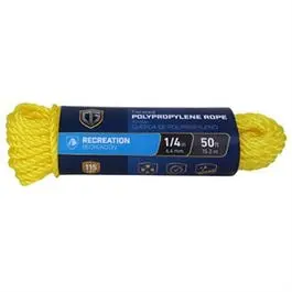 Yellow Twisted Polypropylene Rope – 1/4" Diameter, 50-Foot Length 1